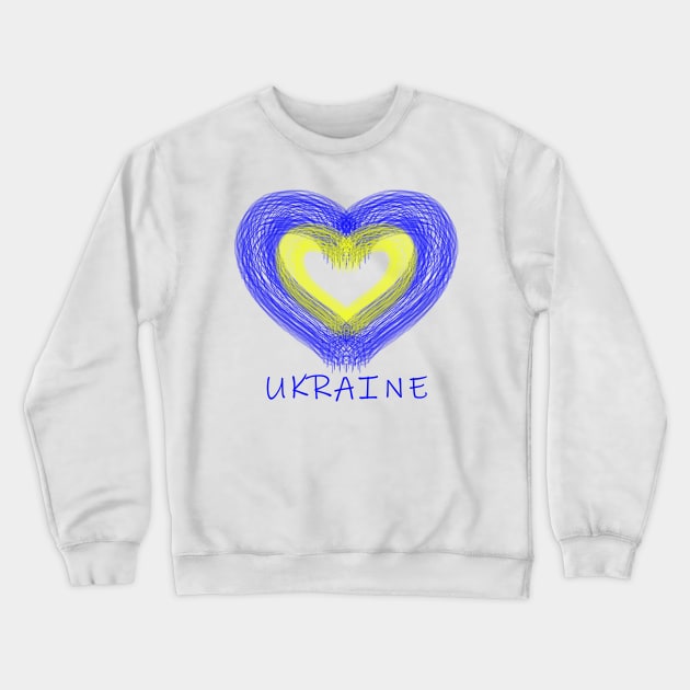 Support Ukraine Ukrainian Flag Heart Crewneck Sweatshirt by Ankerd